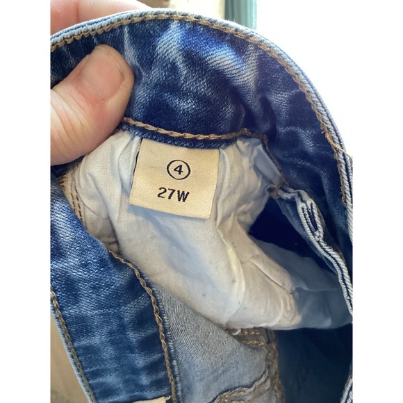 HOCAIES Sz 4 Exposed Button-Fly Raw Hem Distress Hi-Rise Comfortable Fit Shorts - Picture 5 of 7